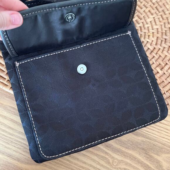 Fossil Signature Classic Print Black Crossbody Purse Canvas y2K - Picture 5 of 9